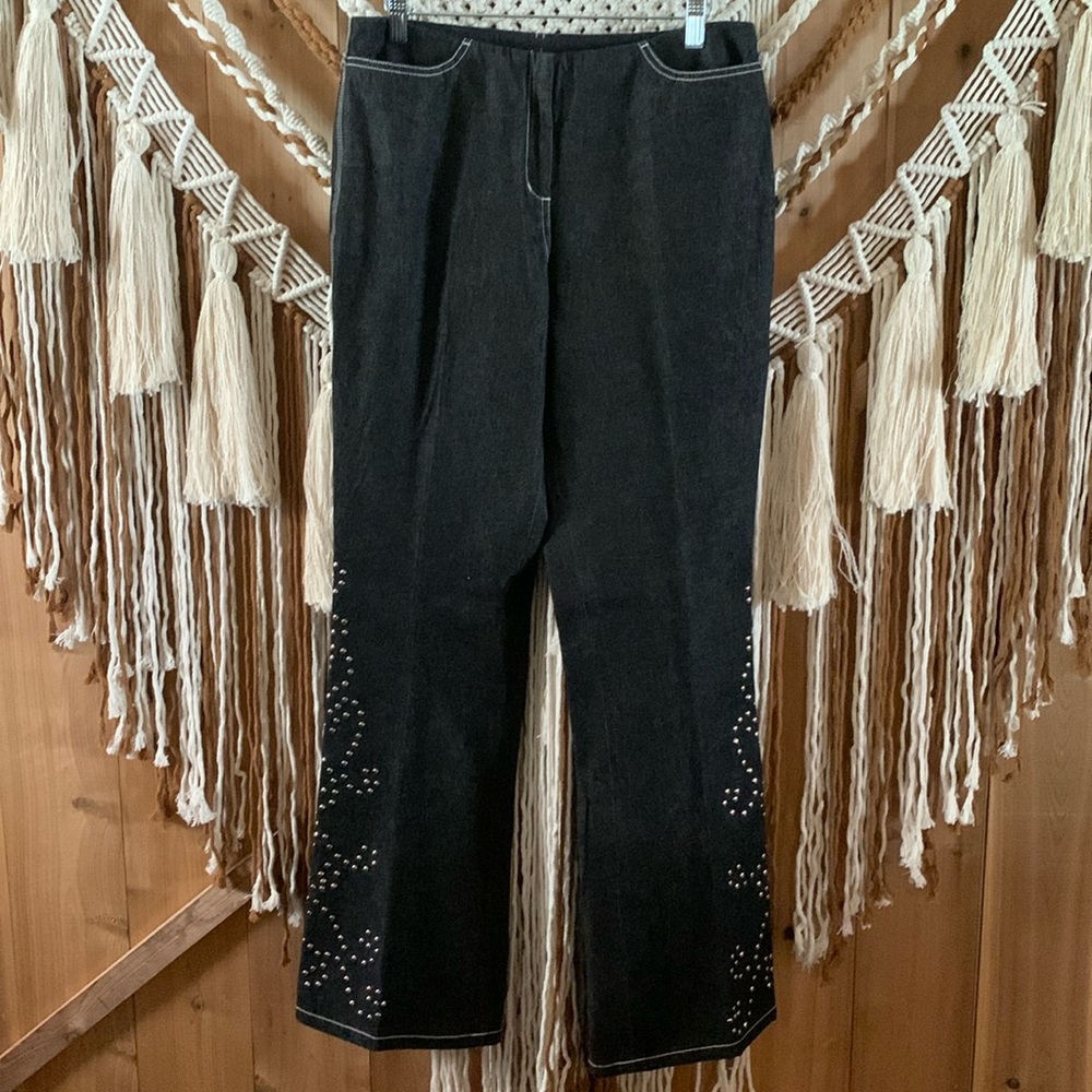Moda International Black Women’s Jeans with Stud Accents